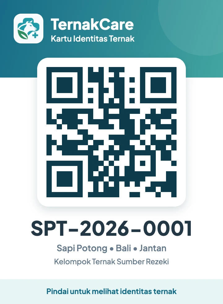 Contoh kartu identitas ternak dengan QR Code
